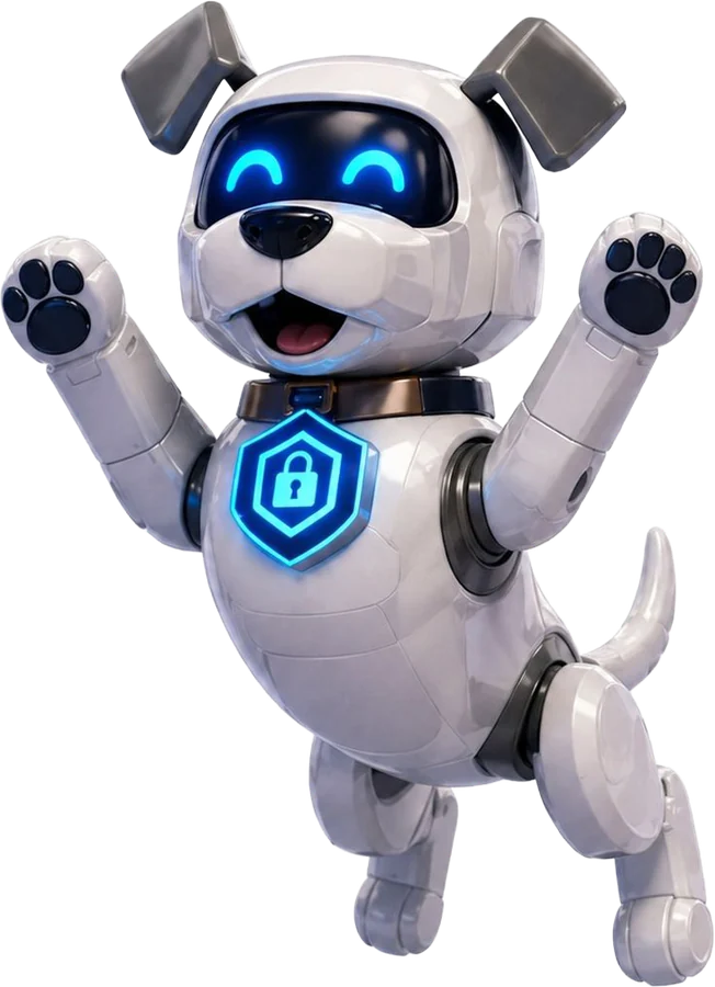 Pennant robot dog cheering